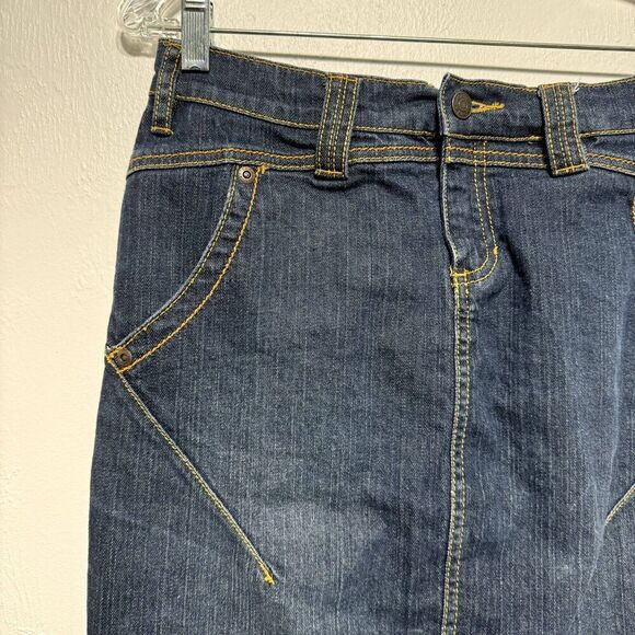 Vintage Daisy Fuentes Denim Skirt Dark Blue Jean Long Y2K 90s Modest Women sz 6 - Picture 2 of 11